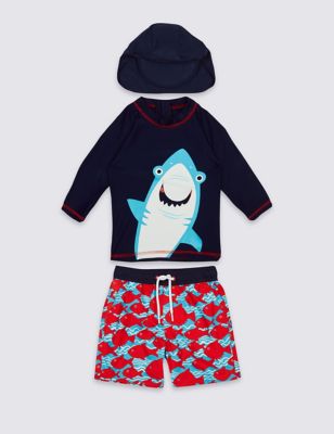 3 Piece Shark Print Swim Outfit &#40;0-5 Years&#41;